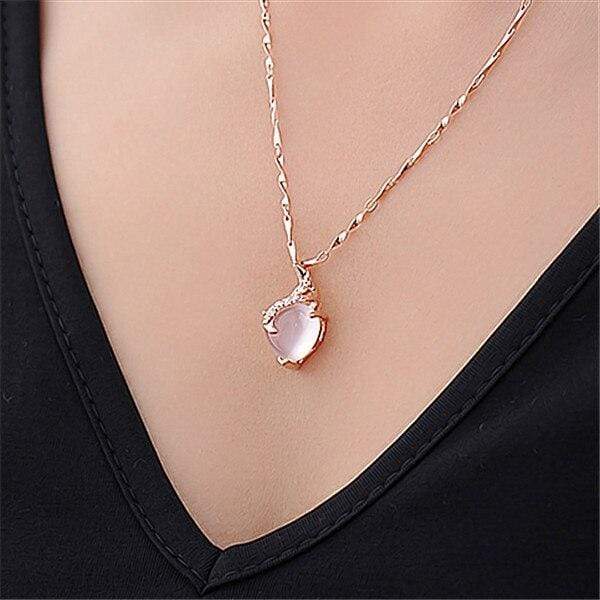 Opal Heart Necklace - Calista-Rose Gold-State of Style