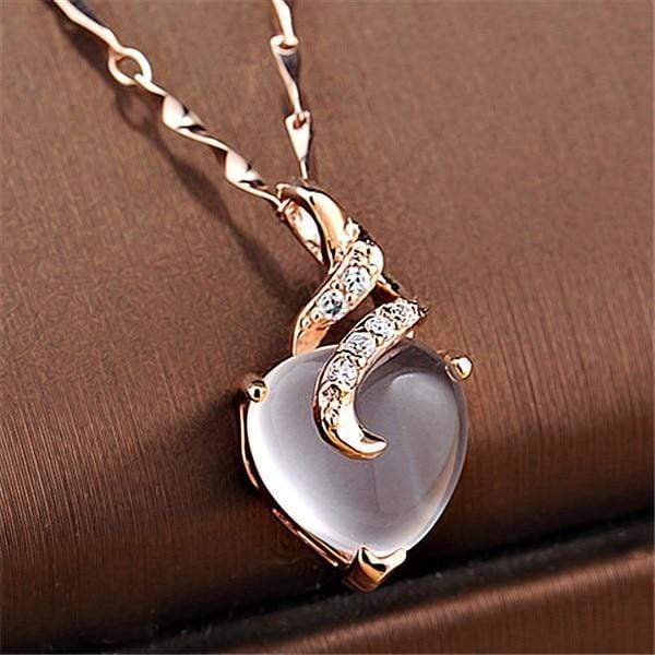 Opal Heart Necklace - Calista-Rose Gold-State of Style