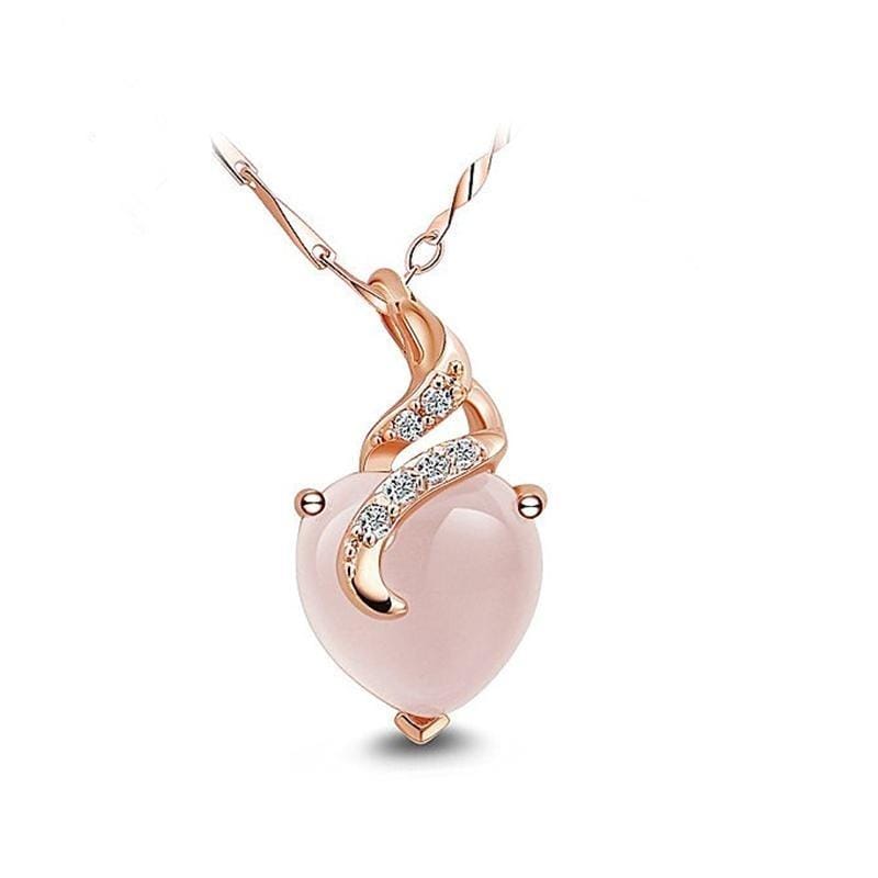 Opal Heart Necklace - Calista-Rose Gold-State of Style