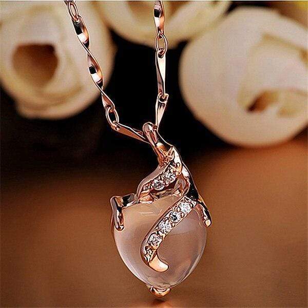 Opal Heart Necklace - Calista-Rose Gold-State of Style