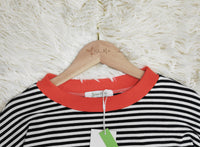 Orange-Navy-White Striped Long Sleeve - HerbstStreifen-S-State of Style
