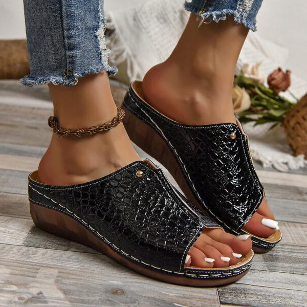 Orthopaedic comfort sandals for women – Amalia-Black-3-State of Style