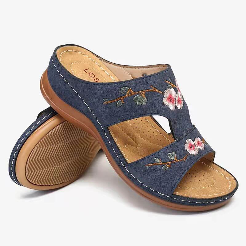 Orthopaedic flower sandals for women – Florina-Beige-3-State of Style
