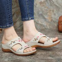 Orthopaedic flower sandals for women – Florina-Beige-3-State of Style