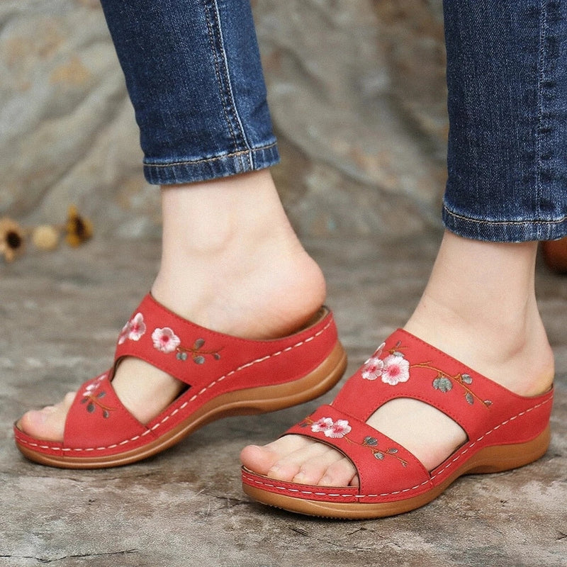 Orthopaedic flower sandals for women – Florina-Beige-3-State of Style
