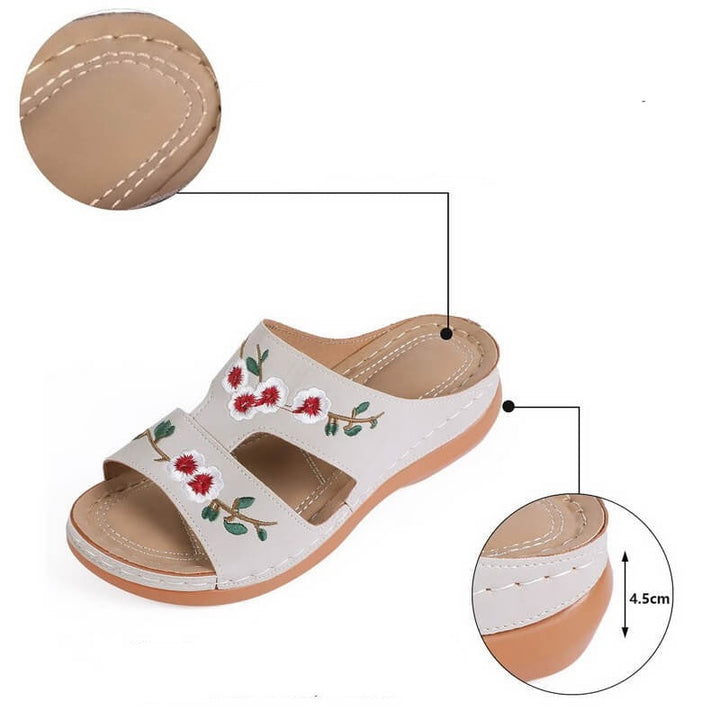 Orthopaedic flower sandals for women – Florina-Beige-3-State of Style