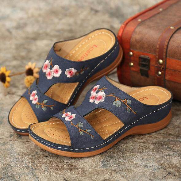 Orthopaedic flower sandals for women – Florina-Blue-3-State of Style