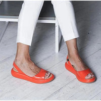 Orthopaedic ladies' comfort sandals with low heel – Livana-Orange-3-State of Style