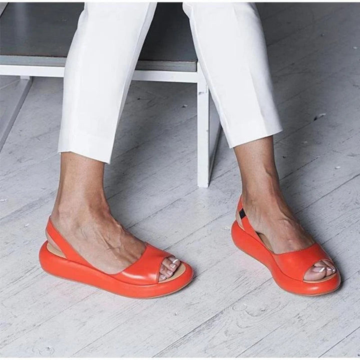 Orthopaedic ladies' comfort sandals with low heel – Livana-Orange-3-State of Style