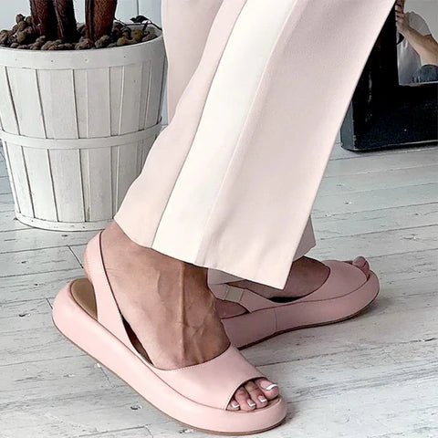Orthopaedic ladies' comfort sandals with low heel – Livana-White-3-State of Style