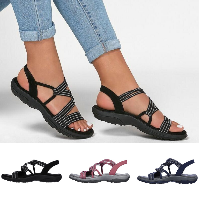 Orthopaedic ladies' sandals with adjustable straps – Elvira-Black-3-State of Style