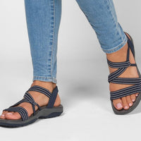 Orthopaedic ladies' sandals with adjustable straps – Elvira-Blue-3-State of Style