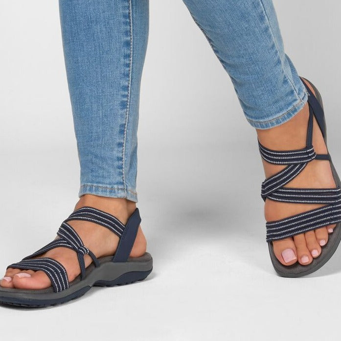 Orthopaedic ladies' sandals with adjustable straps – Elvira-Blue-3-State of Style