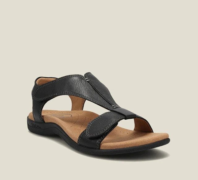 Orthopaedic ladies' sandals with wedge heel & comfort sole – Eleni-Black-3-State of Style