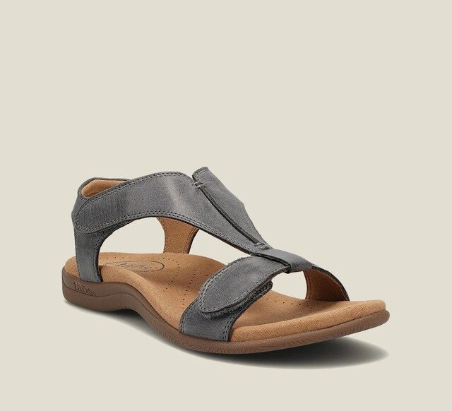 Orthopaedic ladies' sandals with wedge heel & comfort sole – Eleni-Gray-3-State of Style