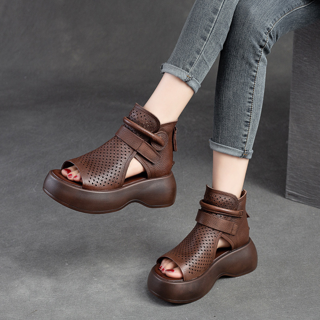 Orthopaedic leather sandals for women with shock-absorbing sole – Meike-Brown-2.5-State of Style