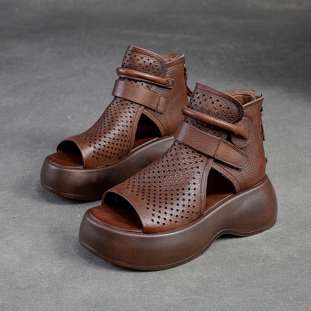 Orthopaedic leather sandals for women with shock-absorbing sole – Meike-Brown-2.5-State of Style