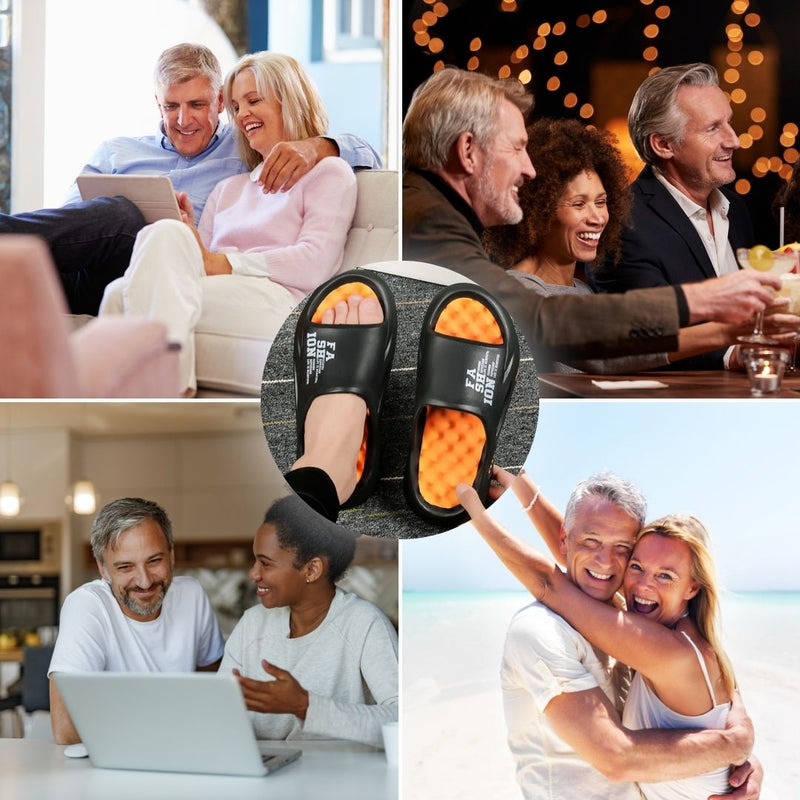 Orthopaedic massage slippers with nubs for ladies & gentlemen – Vitalis-Black-5-6-State of Style
