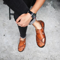 Orthopaedic men's leather sandals - Marco-Black-6-State of Style