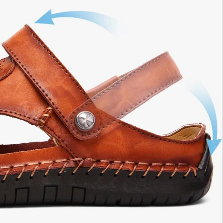 Orthopaedic men's leather sandals - Marco-Black-6-State of Style