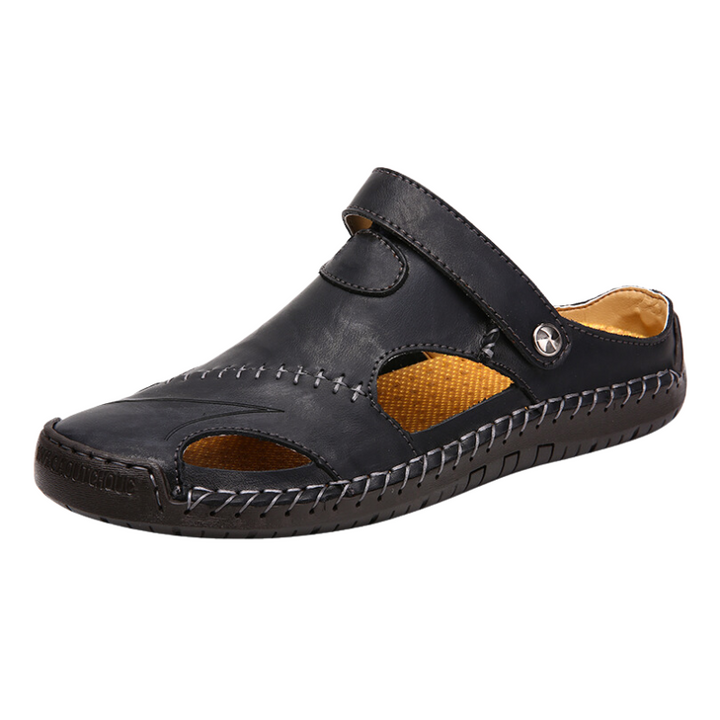 Orthopaedic men's leather sandals - Marco-Black-6-State of Style