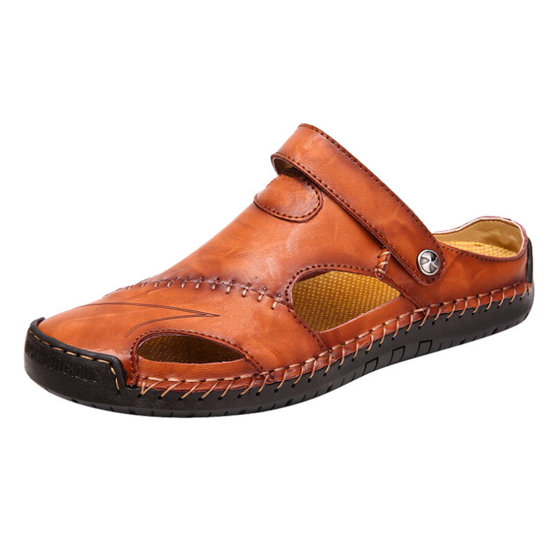Orthopaedic men's leather sandals - Marco-Brown-6-State of Style