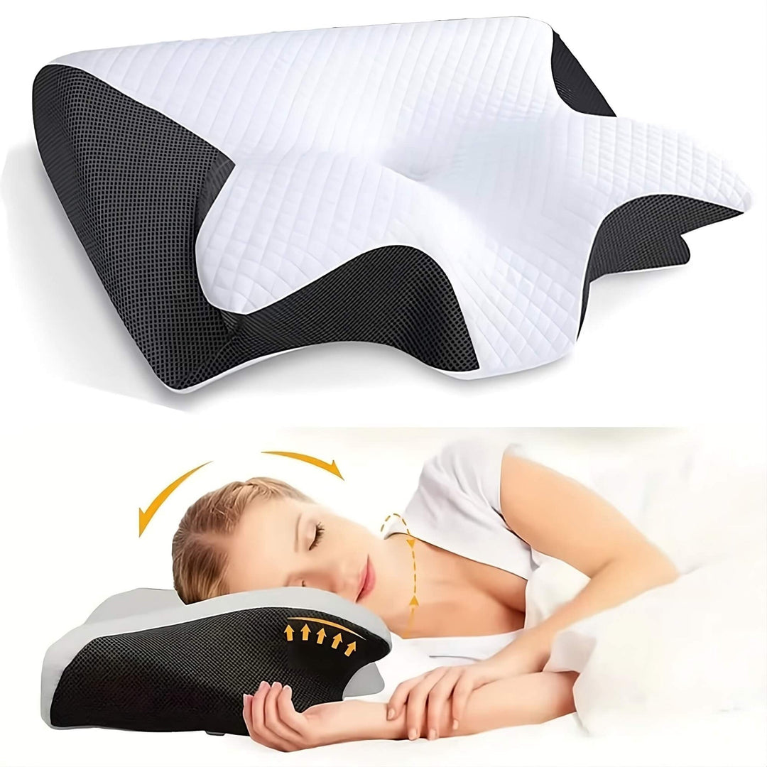 Orthopaedic Pillow – DreamAlign-White Black-State of Style