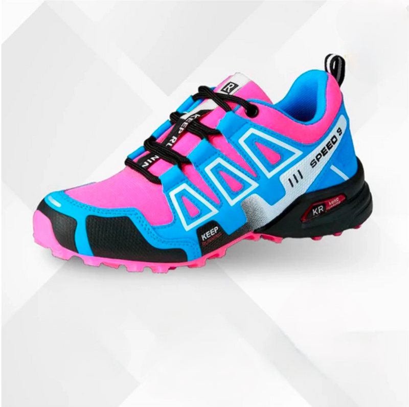 Orthopaedic trekking and hiking shoes - Alpena-Blue-Pink-3-State of Style