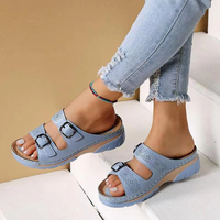 Orthopaedic women's comfort sandals with gel sole – buy 1, get 1 free – Sofia-Light blue-3-State of Style