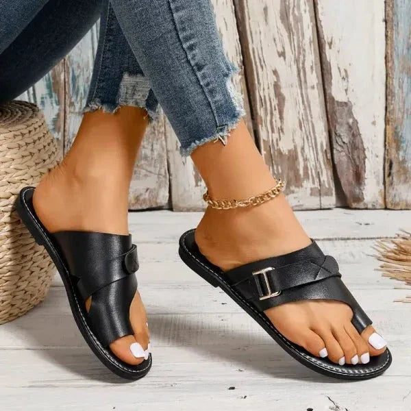 Orthopaedic women's leather sandals with bunion correction – Livia (1+1 FREE)-Brown-3-State of Style