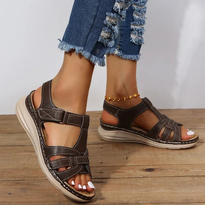 Orthopedic leather sandals for women – Emilia-Brown-3-State of Style