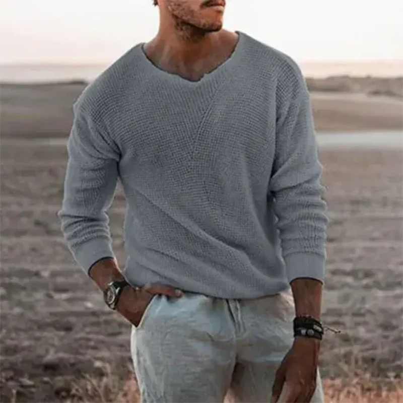 Warmer men's knitted jumper with long sleeves - Sigfried