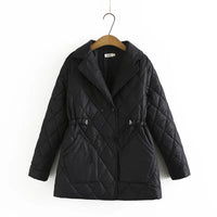 Oversized Argyle Patterned Padded Jacket | Stylish & Comfortable-BLACK-XL-State of Style