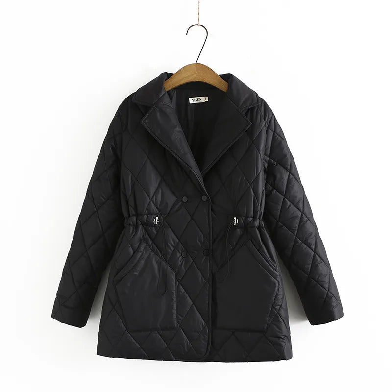 Oversized Argyle Patterned Padded Jacket | Stylish & Comfortable-BLACK-XL-State of Style