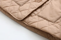 Oversized Argyle Patterned Padded Jacket | Stylish & Comfortable-KHAKI-XL-State of Style