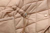 Oversized Argyle Patterned Padded Jacket | Stylish & Comfortable-KHAKI-XL-State of Style