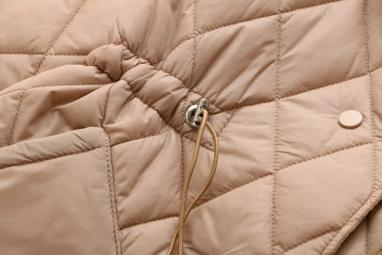 Oversized Argyle Patterned Padded Jacket | Stylish & Comfortable-KHAKI-XL-State of Style