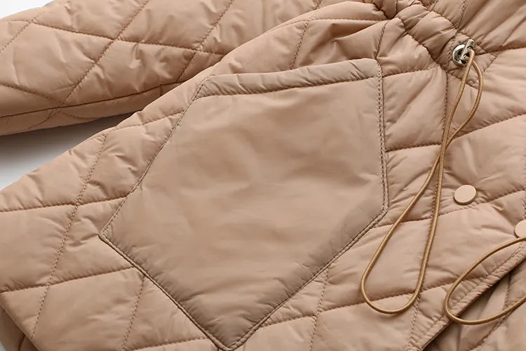 Oversized Argyle Patterned Padded Jacket | Stylish & Comfortable-KHAKI-XL-State of Style