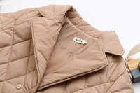 Oversized Argyle Patterned Padded Jacket | Stylish & Comfortable-KHAKI-XL-State of Style