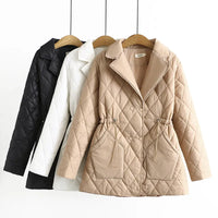 Oversized Argyle Patterned Padded Jacket | Stylish & Comfortable-KHAKI-XL-State of Style