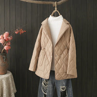 Oversized Argyle Patterned Padded Jacket | Stylish & Comfortable-KHAKI-XL-State of Style