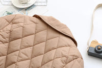 Oversized Argyle Patterned Padded Jacket | Stylish & Comfortable-KHAKI-XL-State of Style