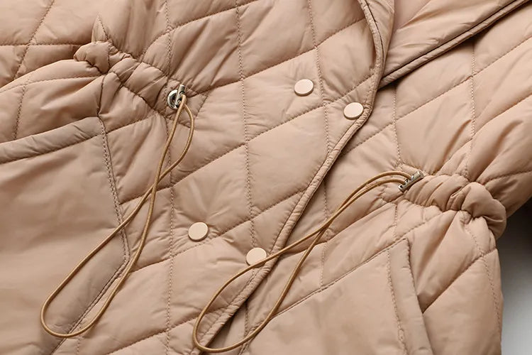 Oversized Argyle Patterned Padded Jacket | Stylish & Comfortable-KHAKI-XL-State of Style