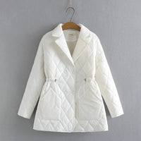 Oversized Argyle Patterned Padded Jacket | Stylish & Comfortable-WHITE-XL-State of Style
