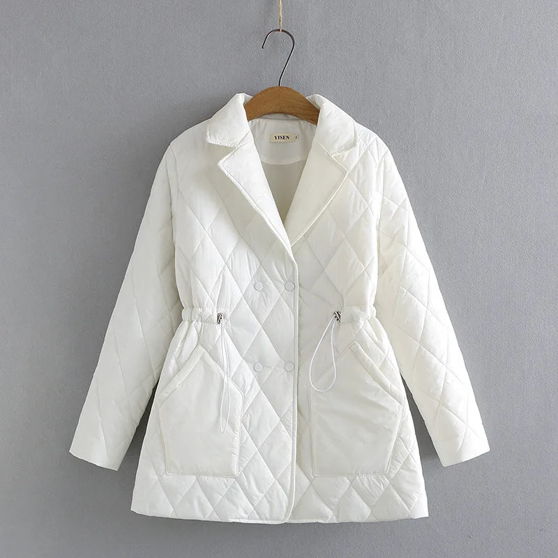 Oversized Argyle Patterned Padded Jacket | Stylish & Comfortable-WHITE-XL-State of Style