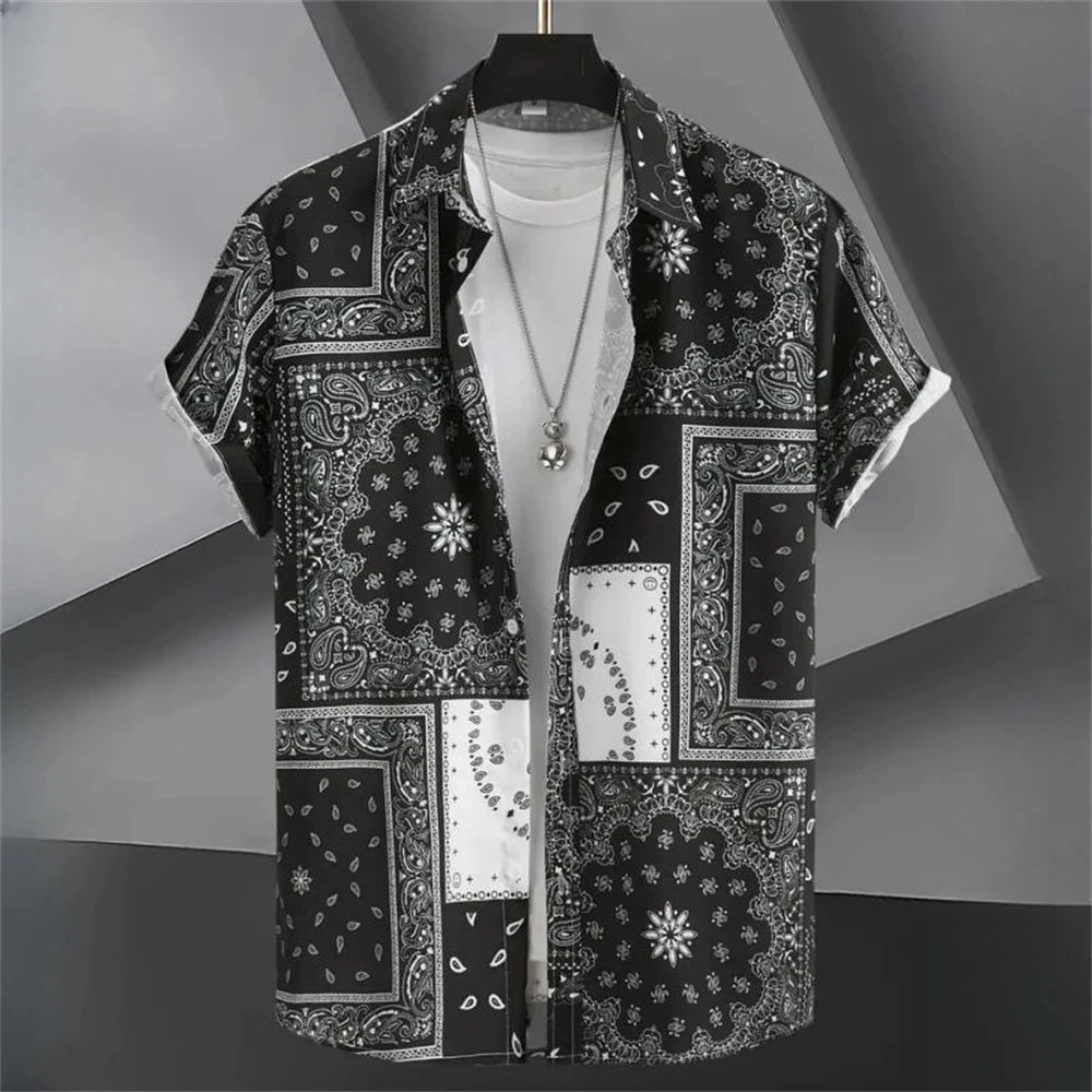 Oversized Button-Up Shirt with Tribal Print-Erdmann-2XL-State of Style