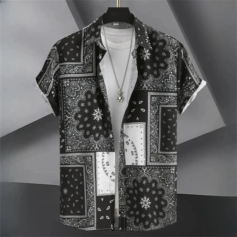 Oversized Button-Up Shirt with Tribal Print-Erdmann-2XL-State of Style