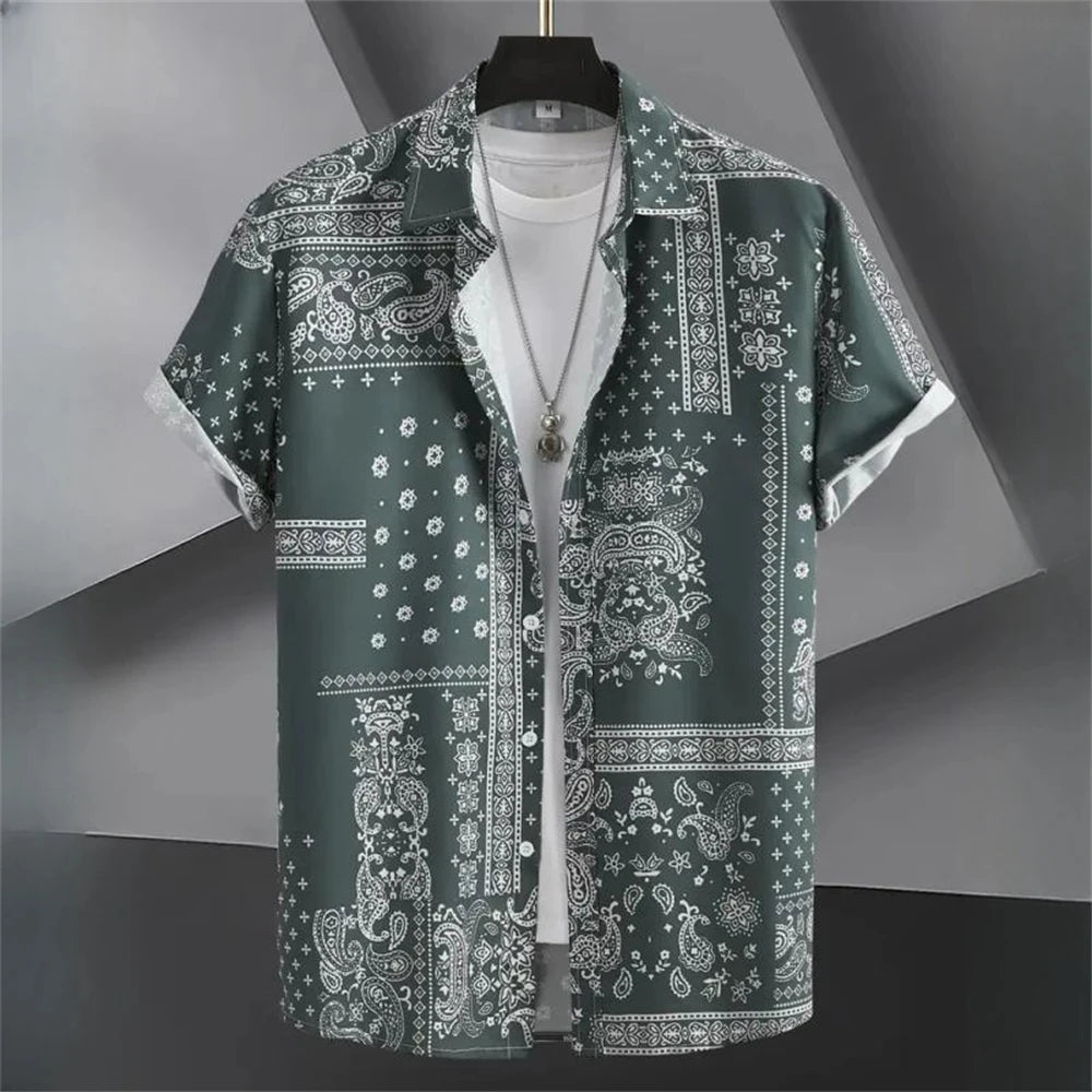 Oversized Button-Up Shirt with Tribal Print-Frank-2XL-State of Style