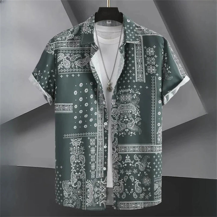 Oversized Button-Up Shirt with Tribal Print-Frank-2XL-State of Style