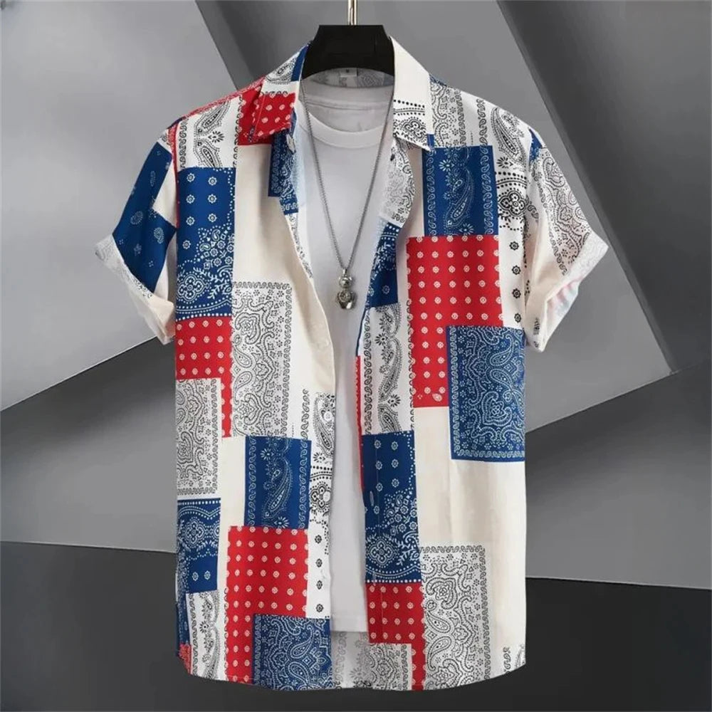 Oversized Button-Up Shirt with Tribal Print-Gregor-2XL-State of Style